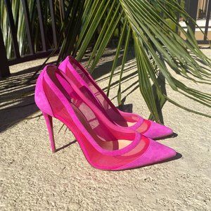 Christian Louboutin Pink Suede/Mesh Heels